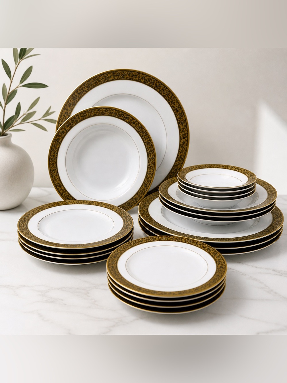 Sango Hampton 3758 China 20pc Complete Set Gold Encrusted Japan - Mint Vintage
